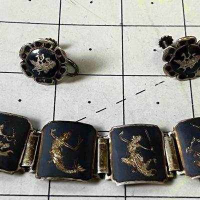 Thailand Screw Back Earrings and Bracelet 