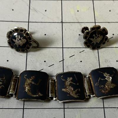 Thailand Screw Back Earrings and Bracelet 