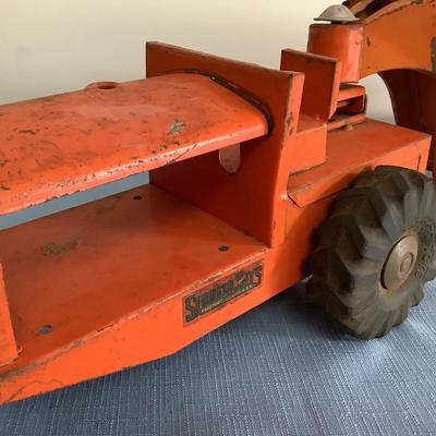 Structo Toys orange metal tractor and bottom dump earth mover