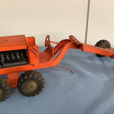 Structo Toys Road Grader tractor orange metal