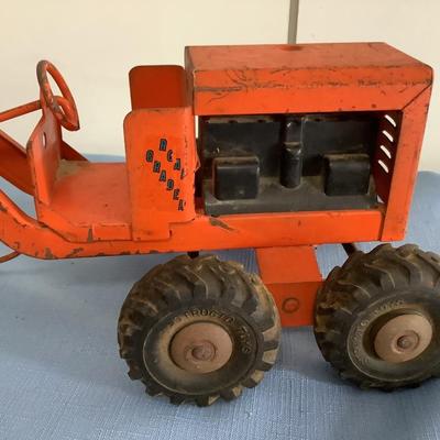 Structo Toys Road Grader tractor orange metal