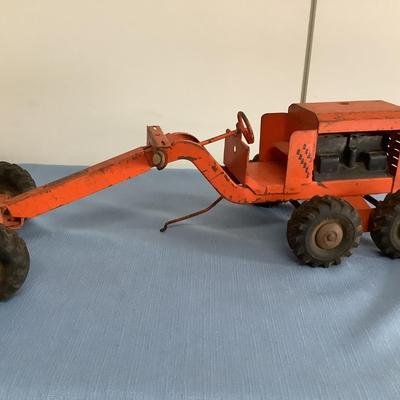 Structo Toys Road Grader tractor orange metal