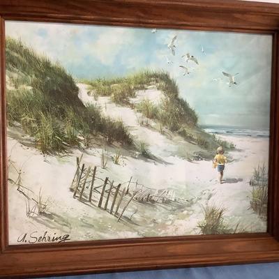 A. Sehring art with wood frame 19"H 23"W