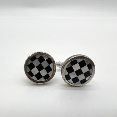 Black Onyx & Sterling Silver Cuff Links