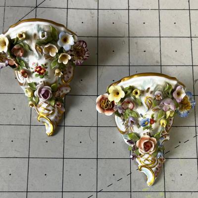 Antique Dresden Tiny Wall Shelf PORCELAIN