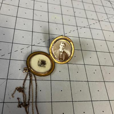 Antique Gold Plated Locket of Man and Woman OLD Black and white