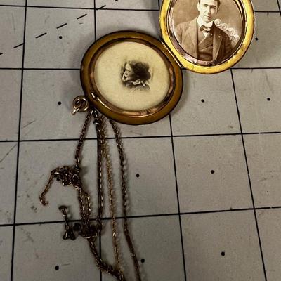 Antique Gold Plated Locket of Man and Woman OLD Black and white