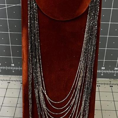 Sterling Silver Multi Strand Beaded Necklace