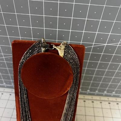 Sterling Silver Multi Strand Beaded Necklace