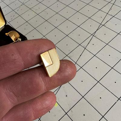 Men's Gold Cufflinks and Tie Bar