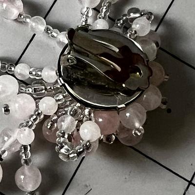 Rose Quarts Clip on Earrings. 