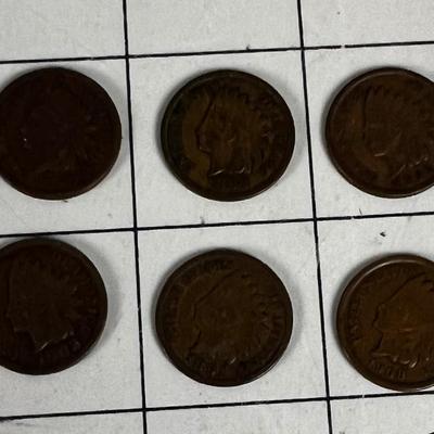 6 Indian Head Pennies 