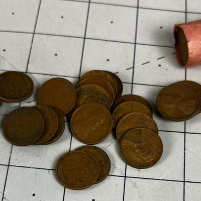Roll of Wheat Pennies, 1936, 37 and 1939
