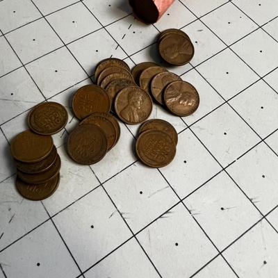 Roll of Wheat Pennies, 1936, 37 and 1939