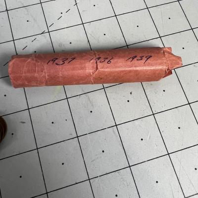 Roll of Wheat Pennies, 1936, 37 and 1939