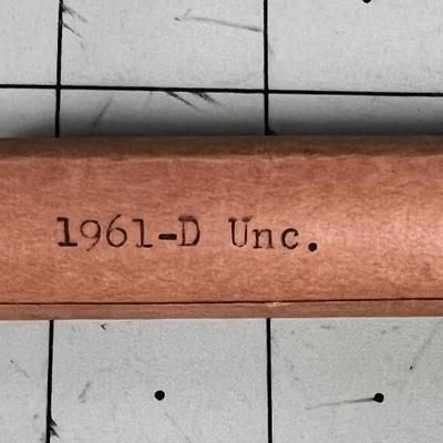1961 D Roll of uncirculated pennies.