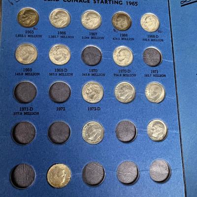 Roosevelt Dime Collection 1946-1972 (2) 90% silver coins in the book 