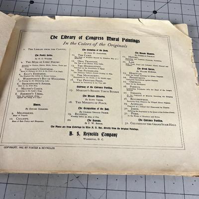 Antique Art Book 1902 The Mural Painting of the Library of Congress 