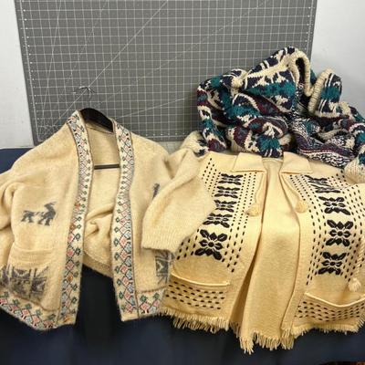 Lot of 3 South American WOOL Sweaters and Vest