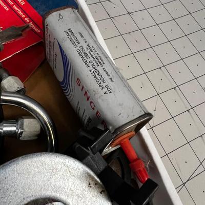 Tray of Tools and Bits: Saw Blade, Punches, Air Chuck