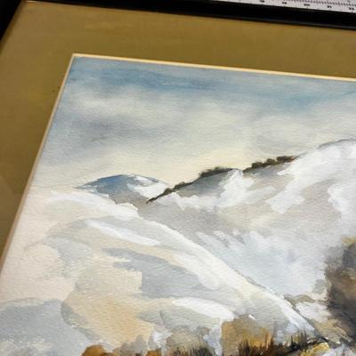 Not Signed Water Color Snow Mountain