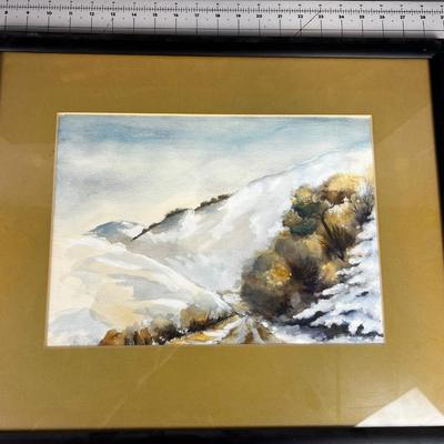 Not Signed Water Color Snow Mountain