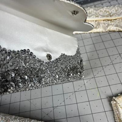 More Fancy Beaded Purses (5) 1 black , 1 silver and 3 cream white 