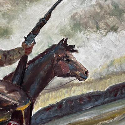 Bob Bushman 1957 Oil on Boards Native American on Horse Back