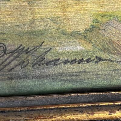 Oil on Board  2 Men on a walk