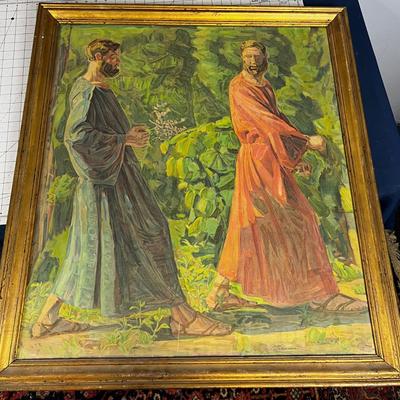 Oil on Board  2 Men on a walk