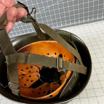 Vintage WWII Style Helmet, with Liner and Strap