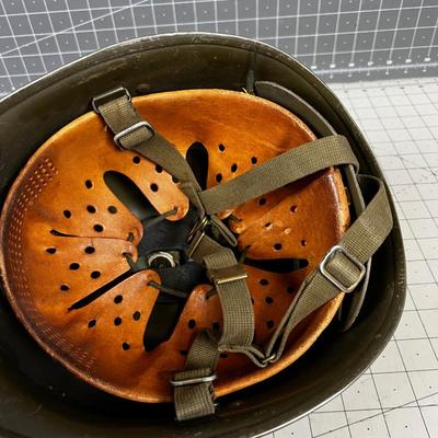 Vintage WWII Style Helmet, with Liner and Strap