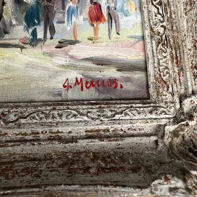 Signed Art Oil on Canvas,  Lady on the Street in the Spring