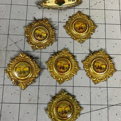 Woodsman of the World, Porcelain & Metal Badges (7) 