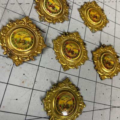 Woodsman of the World, Porcelain & Metal Badges (7) 