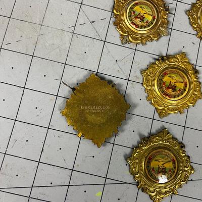 Woodsman of the World, Porcelain & Metal Badges (7) 