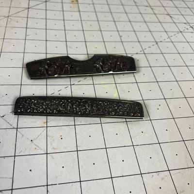 2 Silver Plated Comb Handles 