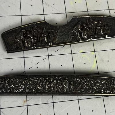 2 Silver Plated Comb Handles 