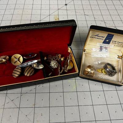 Mixed Lot of Men's Jewelry; Tie Tacks and Cuff Links Mostly