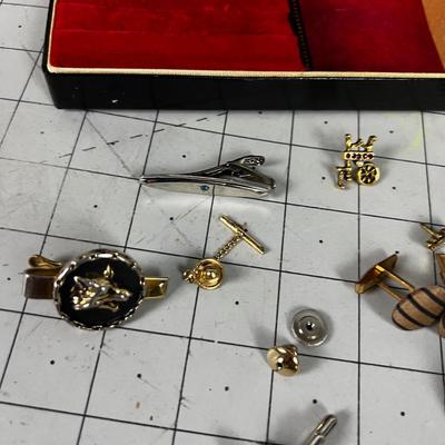 Mixed Lot of Men's Jewelry; Tie Tacks and Cuff Links Mostly
