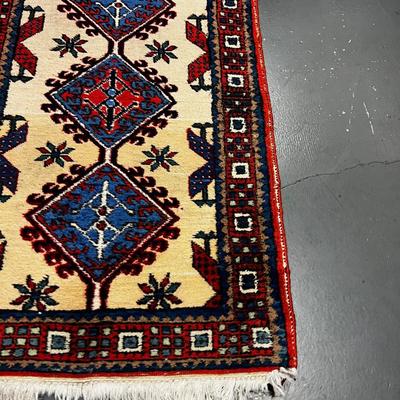 Extra Long Runner, Hand Woven Rug, Red White and Blue Colors.