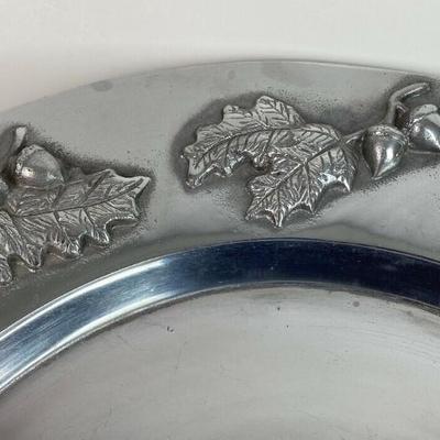MARIPOSA BRILLANTE ALUMINUM AUTUMN OAK LEAF ACORN LARGE SERVING PLATTER