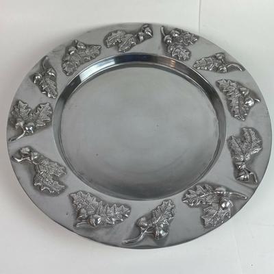 MARIPOSA BRILLANTE ALUMINUM AUTUMN OAK LEAF ACORN LARGE SERVING PLATTER