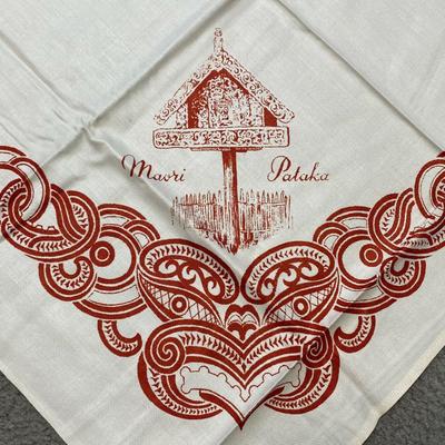 vintage NEW ZEALAND MAORI PACIFIC ISLAND ART LINEN TABLECLOTH & NAPKINS 