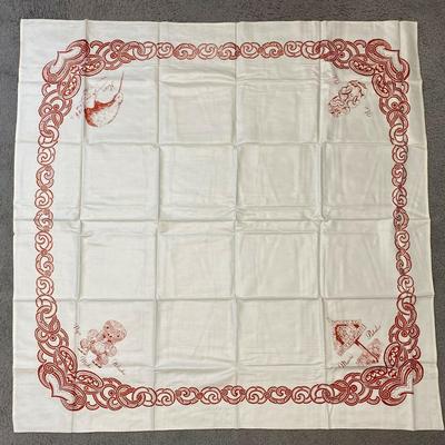 vintage NEW ZEALAND MAORI PACIFIC ISLAND ART LINEN TABLECLOTH & NAPKINS 