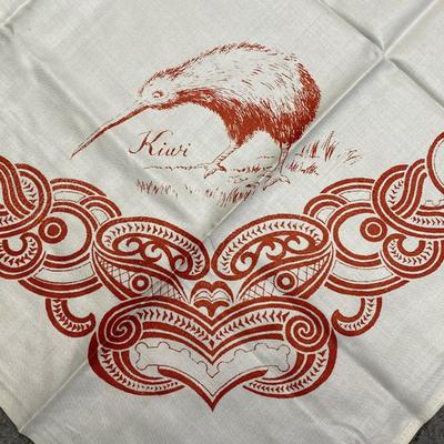 vintage NEW ZEALAND MAORI PACIFIC ISLAND ART LINEN TABLECLOTH & NAPKINS 