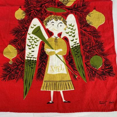 mid century modern holiday fabric design TAMMIS KEEFE NOEL ANGELS TEA TOWEL 