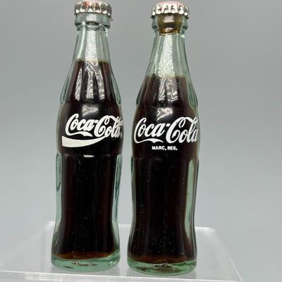 Miniature Vintage Coca-Cola Glass Bottles with Liquid Inside