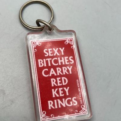 Vintage Kalan Funny Novelty Keychain Sexy Bitches Carry Red Keyrings