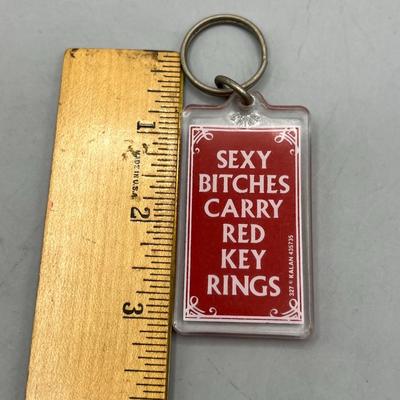 Vintage Kalan Funny Novelty Keychain Sexy Bitches Carry Red Keyrings